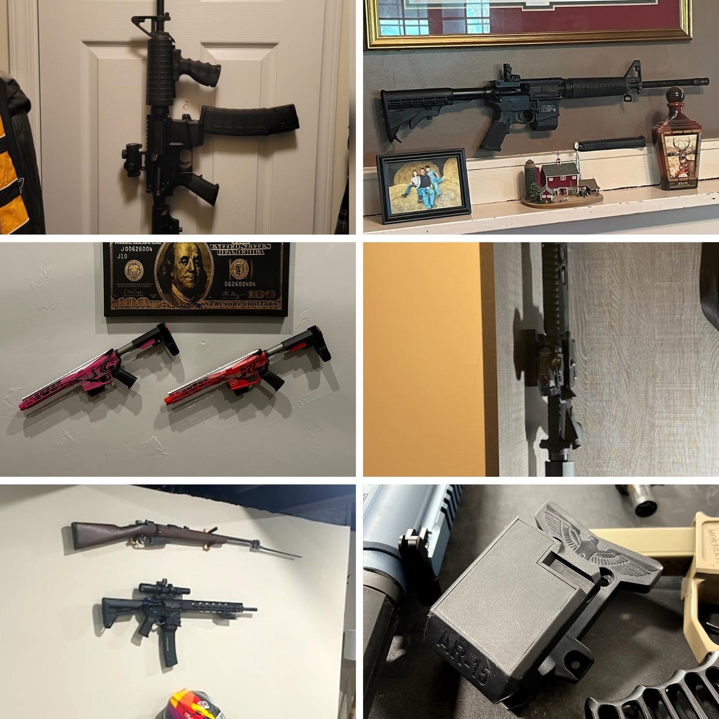 Upgraded 2 in 1 Gun Wall Mount for 223/5.56 Rifle and Magzine, AR15 Rifle Wall Rack Can Be Mounted Horizontally Or Vertically Gun Holder Withstand 350Lbs of Tension