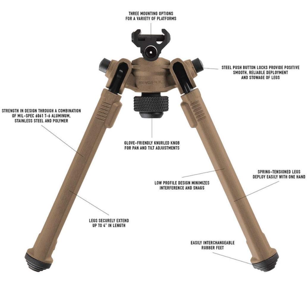 Magpul Rifle Bipod Gun Rest for Hunting and Shooting