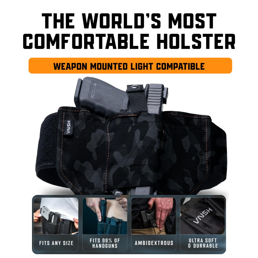 VNSH Belly Band Holster – Comfortable, Secure & Discreet | Concealed Carry Fit for 99% of Handguns with Built-in Mag Pouches