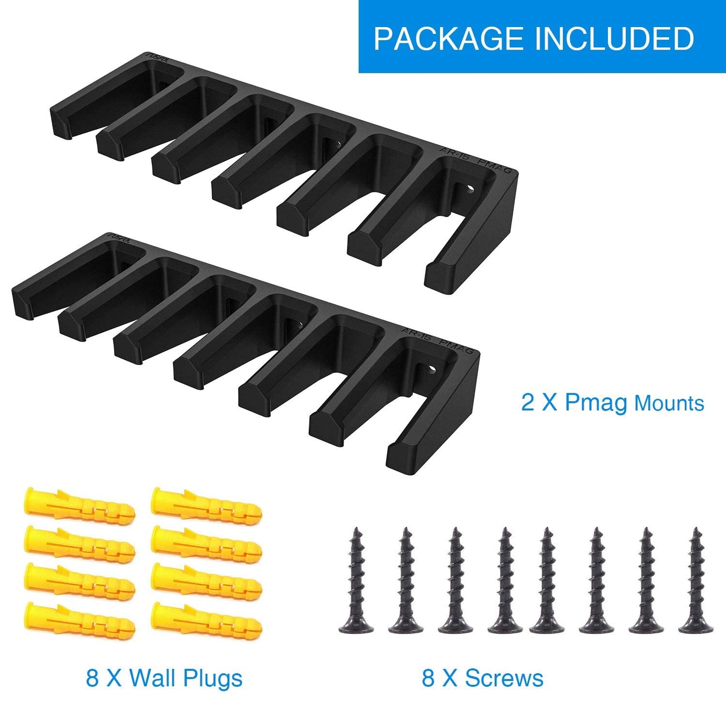 RUSFOL Solid ABS 6X Standard PMAG Wall Mount, Mag Holder, Home Magazine Storage Rack