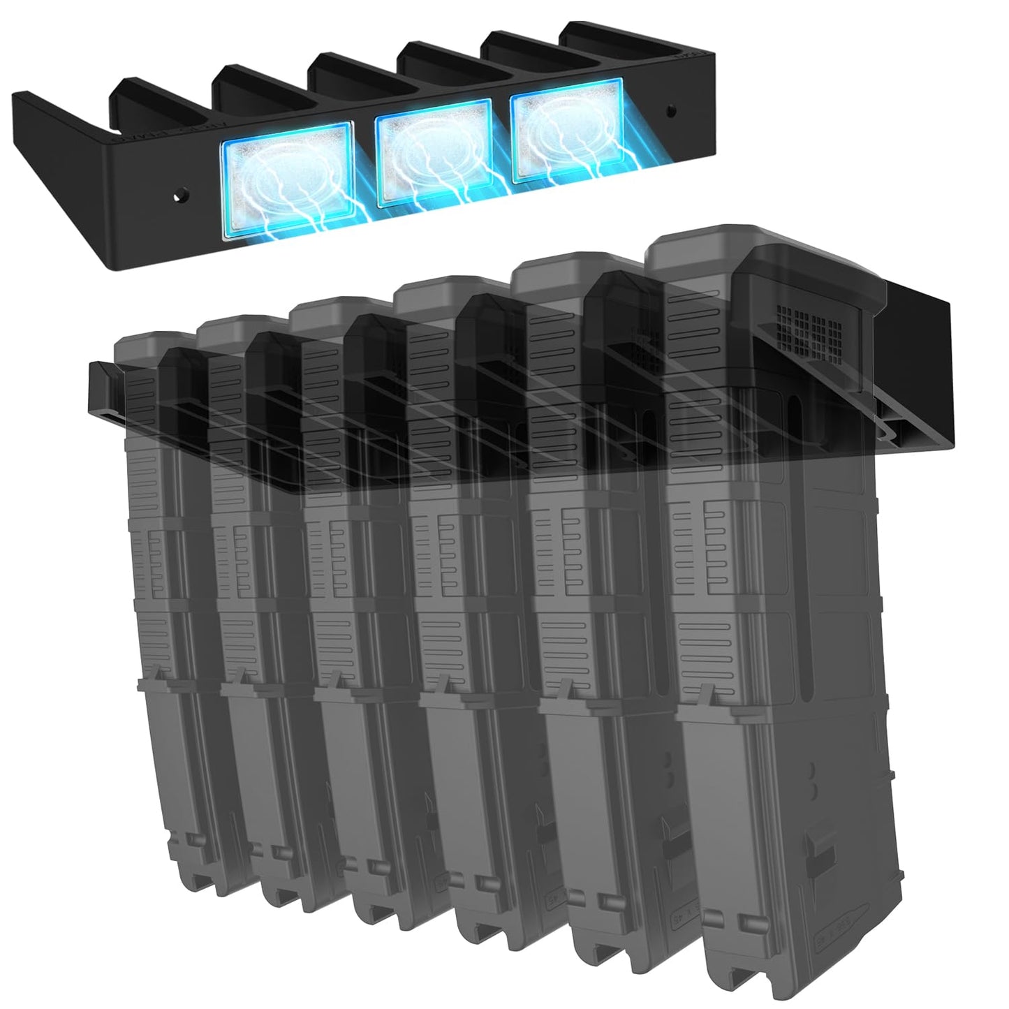 RUSFOL Solid ABS 6X Standard PMAG Wall Mount, Mag Holder, Home Magazine Storage Rack