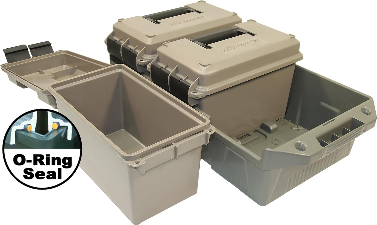 MTM AC4C 4- can Ammo Crate, Convenient size, Stackable, easy carry and transport of 30 caliber ammo, Rugged tactical carrying crate, USA Made, 23.6"L x 11.25"W x 7.5"H, Brown