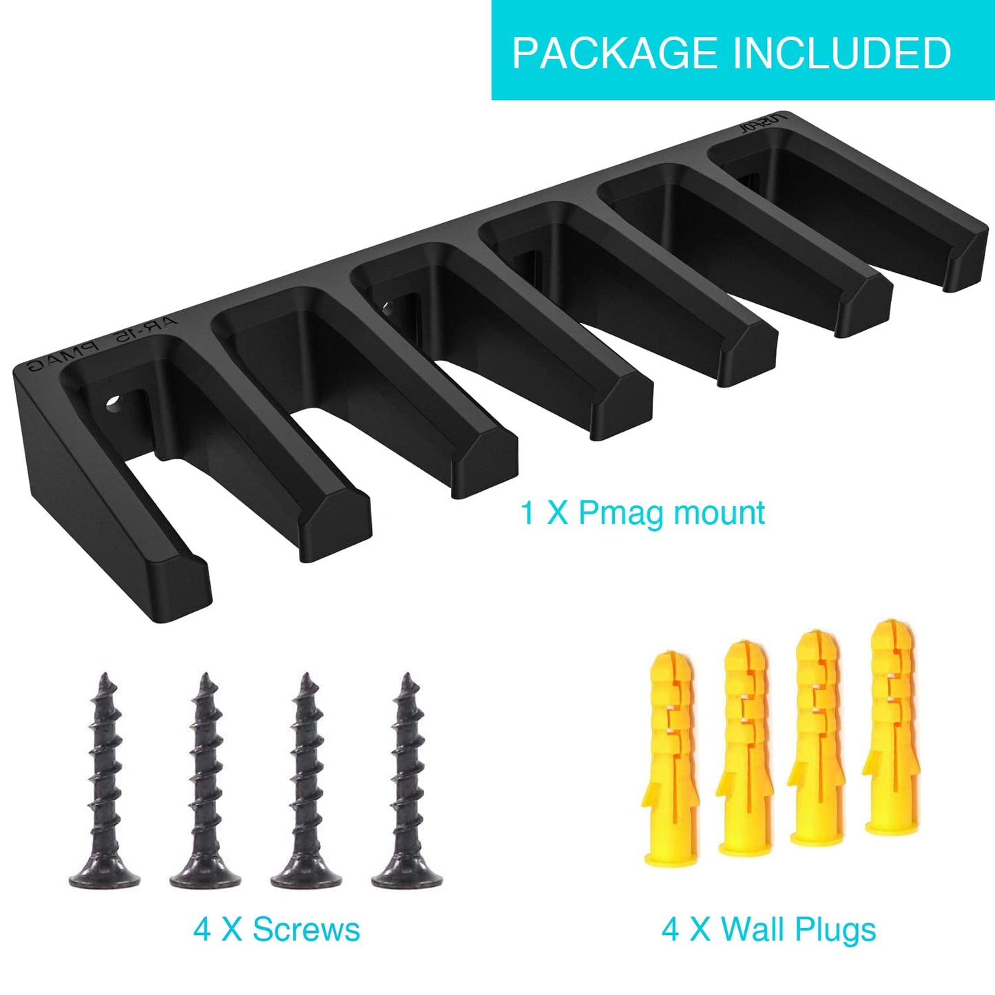 RUSFOL Solid ABS 6X Standard PMAG Wall Mount, Mag Holder, Home Magazine Storage Rack