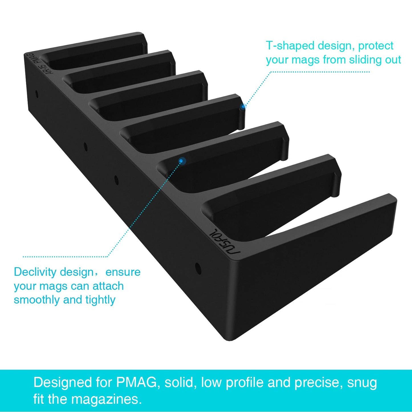 RUSFOL Solid ABS 6X Standard PMAG Wall Mount, Mag Holder, Home Magazine Storage Rack