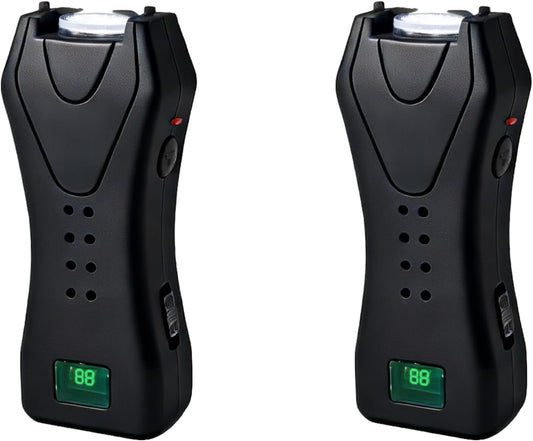 Compact Stun Gun，Battery Screen Display, 120 Lumen LED Flashlight, Mini Stun Gun Self Defence for Men and Women, 1.60 µC Painful，USB-C Rechargeable, 2 Pcs/Set