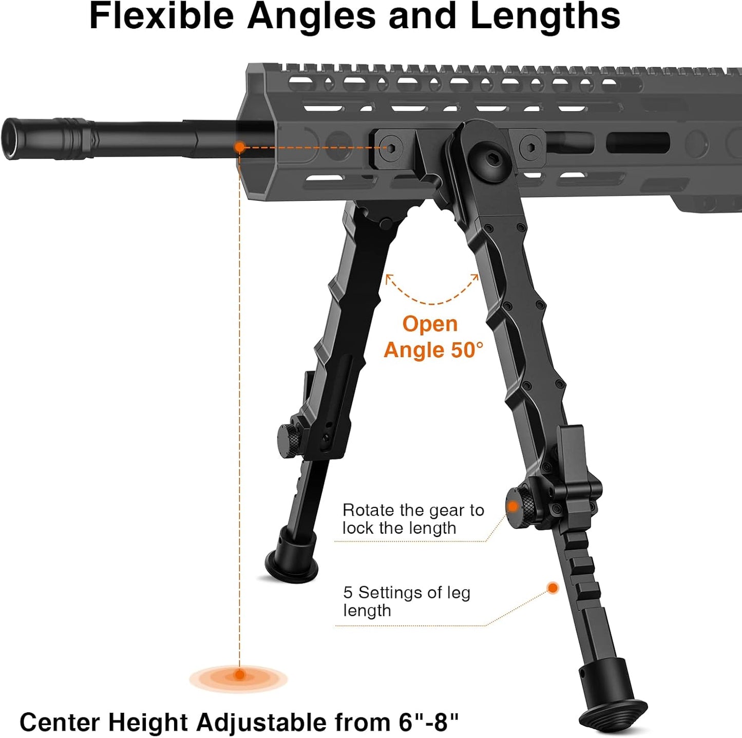 MidTen 7.5-9 Inches Rifle Bipod Adjustable Compatible with M-Rail Bipod for Rifle for Outdoor, Range, Hunting and Shooting Bipod for M-Rails