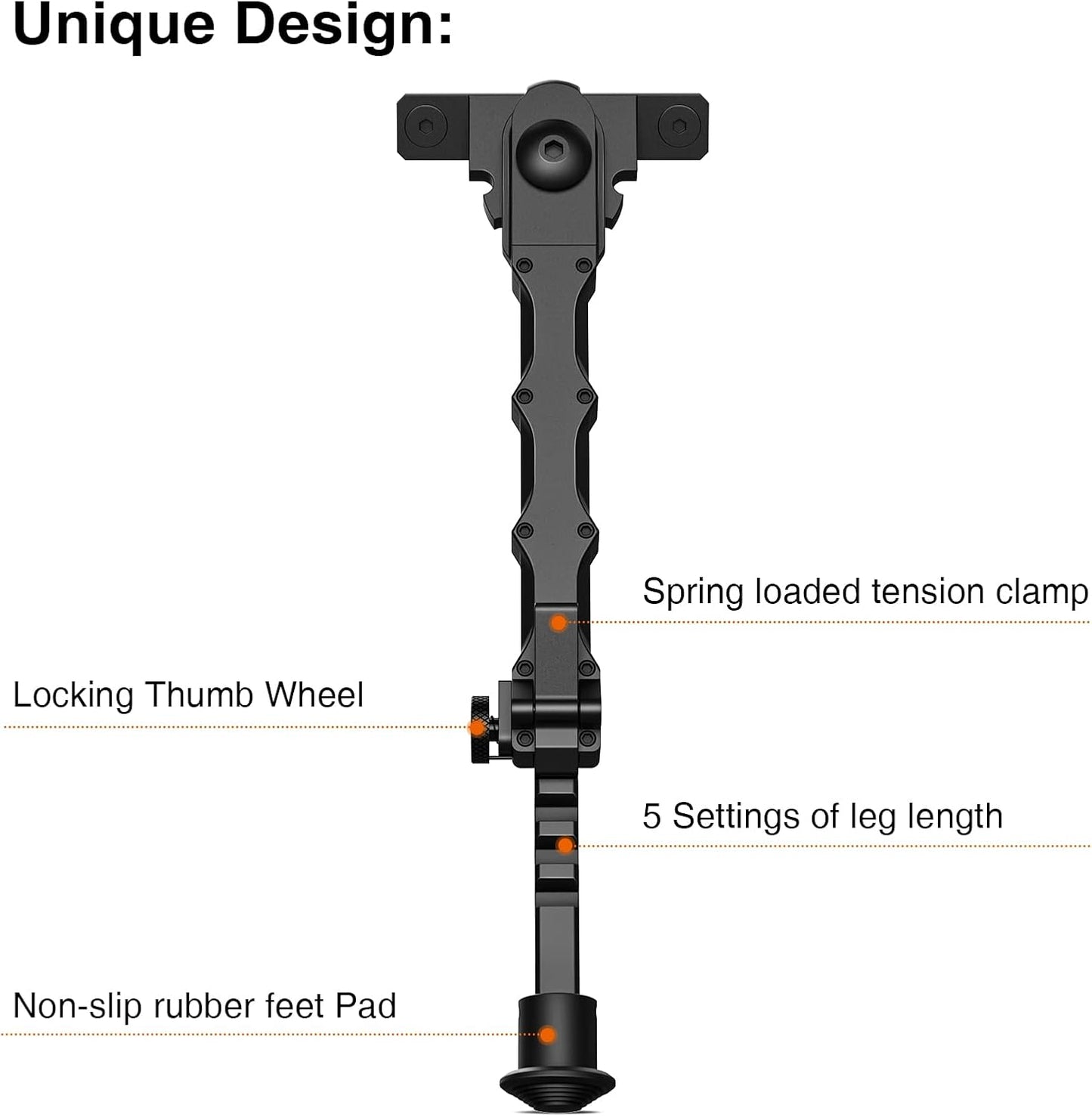 MidTen 7.5-9 Inches Rifle Bipod Adjustable Compatible with M-Rail Bipod for Rifle for Outdoor, Range, Hunting and Shooting Bipod for M-Rails