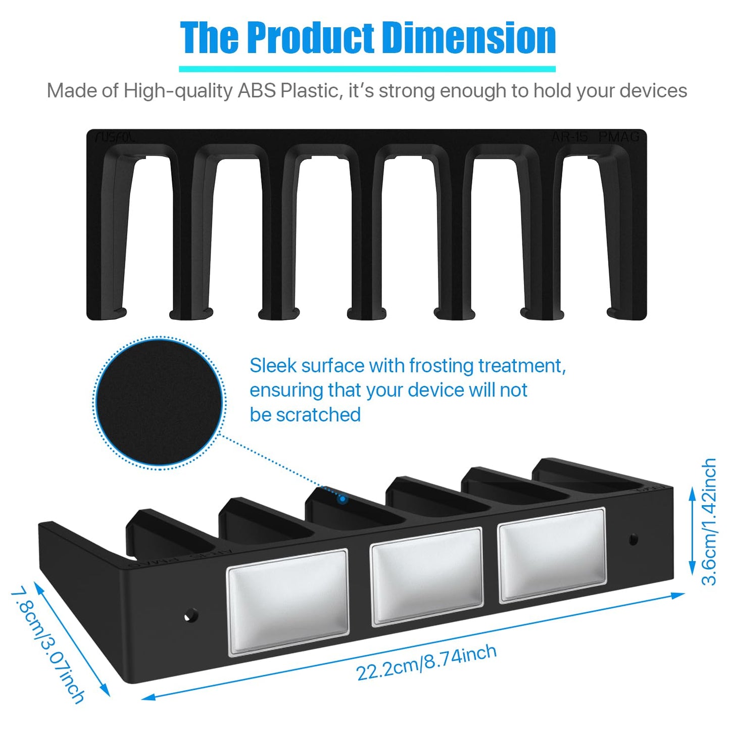 RUSFOL Solid ABS 6X Standard PMAG Wall Mount, Mag Holder, Home Magazine Storage Rack