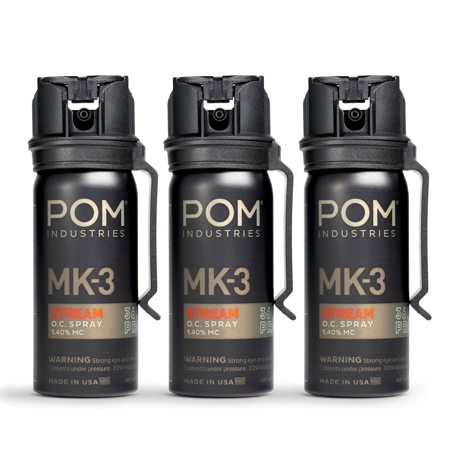 POM MK3 Pepper Spray, Belt Clip Model, Maximum Police Strength OC with UV Marking Dye, Quick Flip Top Safety, 360° Performance at Any Angle, Powerful Accurate Stream, 18 ft Range, 1.8 fl oz
