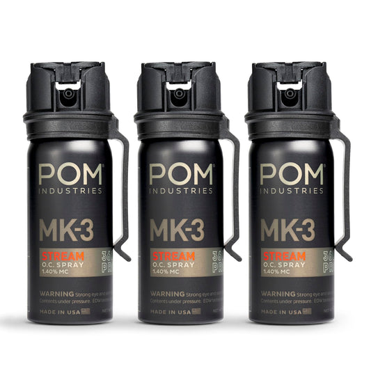 POM MK3 Pepper Spray, Belt Clip Model, Maximum Police Strength OC with UV Marking Dye, Quick Flip Top Safety, 360° Performance at Any Angle, Powerful Accurate Stream, 18 ft Range, 1.8 fl oz