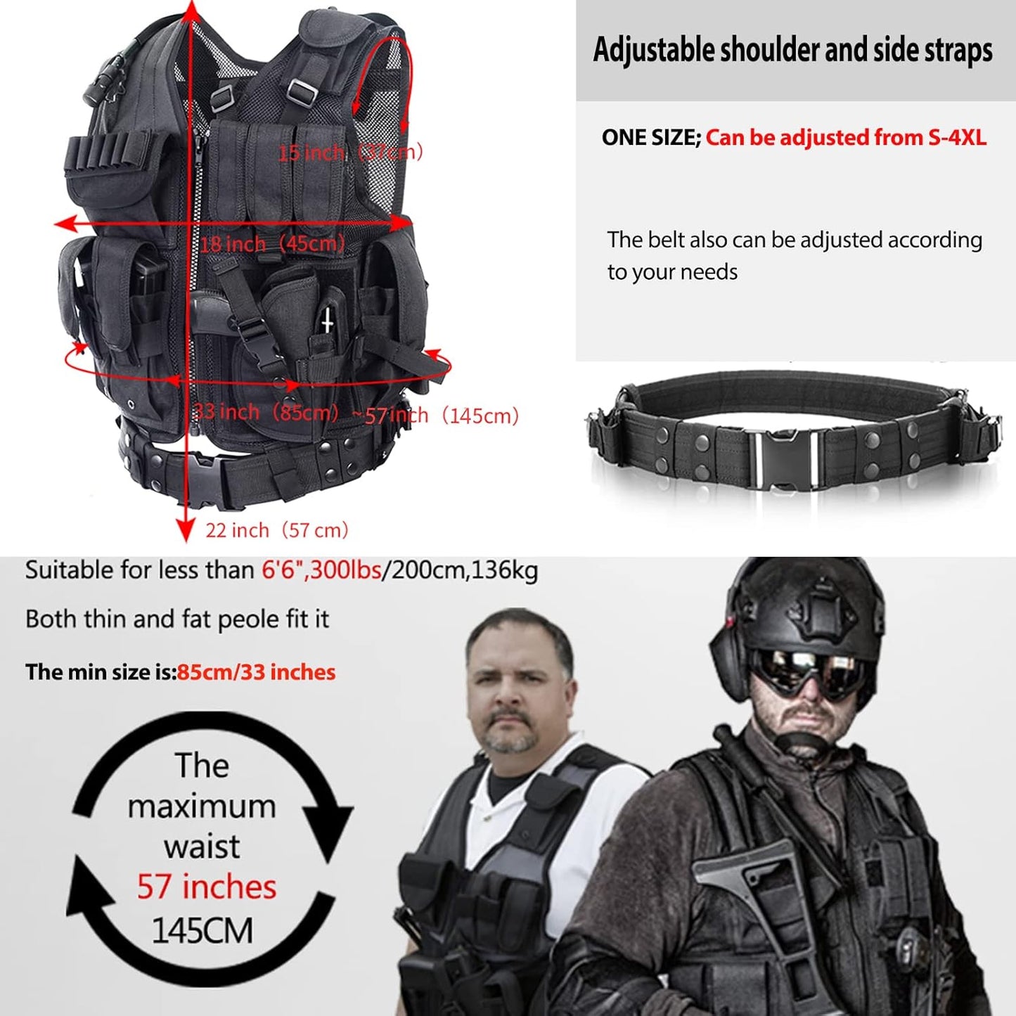 vAv YAKEDA Tactical Vest Outdoor Ultra-Light Breathable Training Airsoft Vest Adjustable for Adults