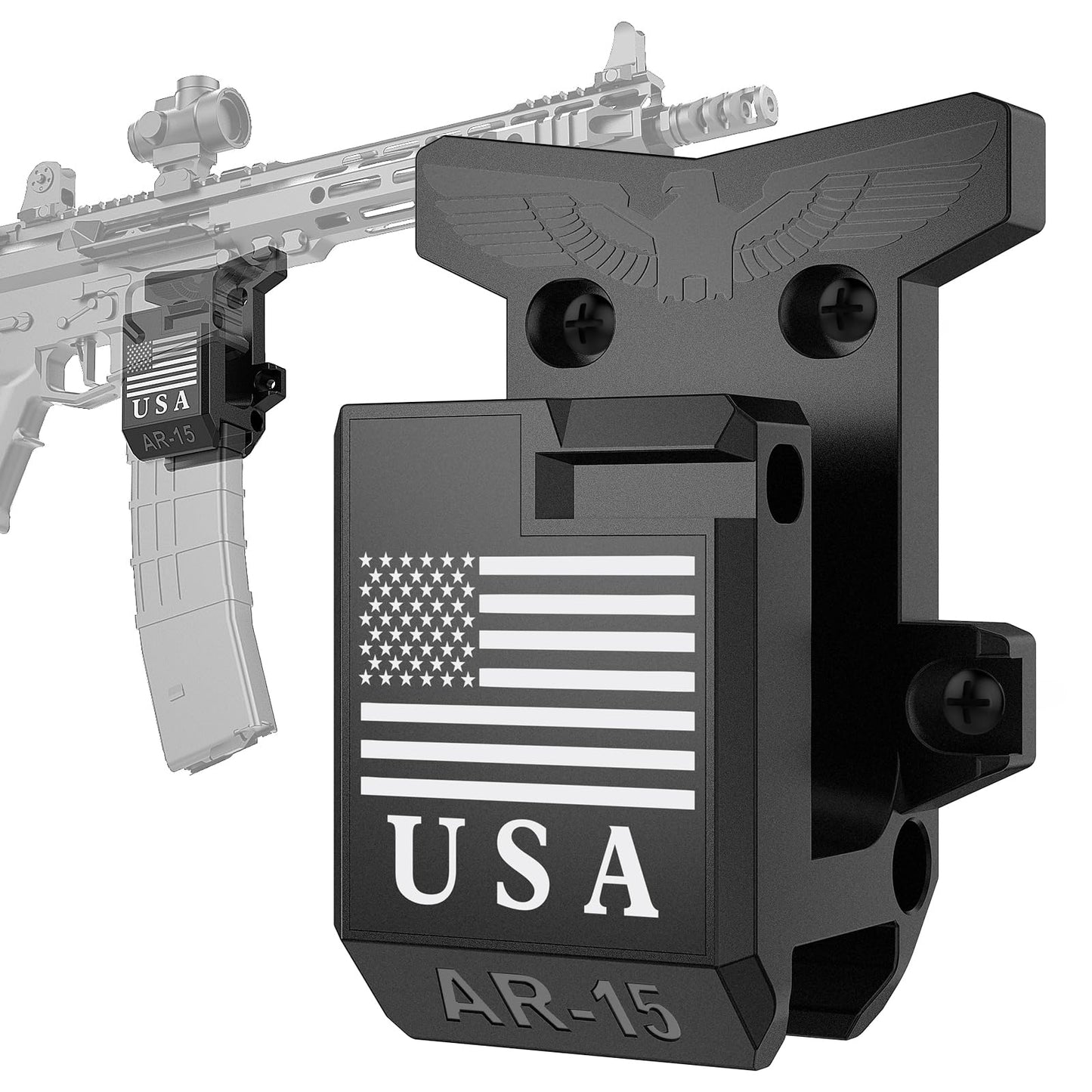 Upgraded 2 in 1 Gun Wall Mount for 223/5.56 Rifle and Magzine, AR15 Rifle Wall Rack Can Be Mounted Horizontally Or Vertically Gun Holder Withstand 350Lbs of Tension