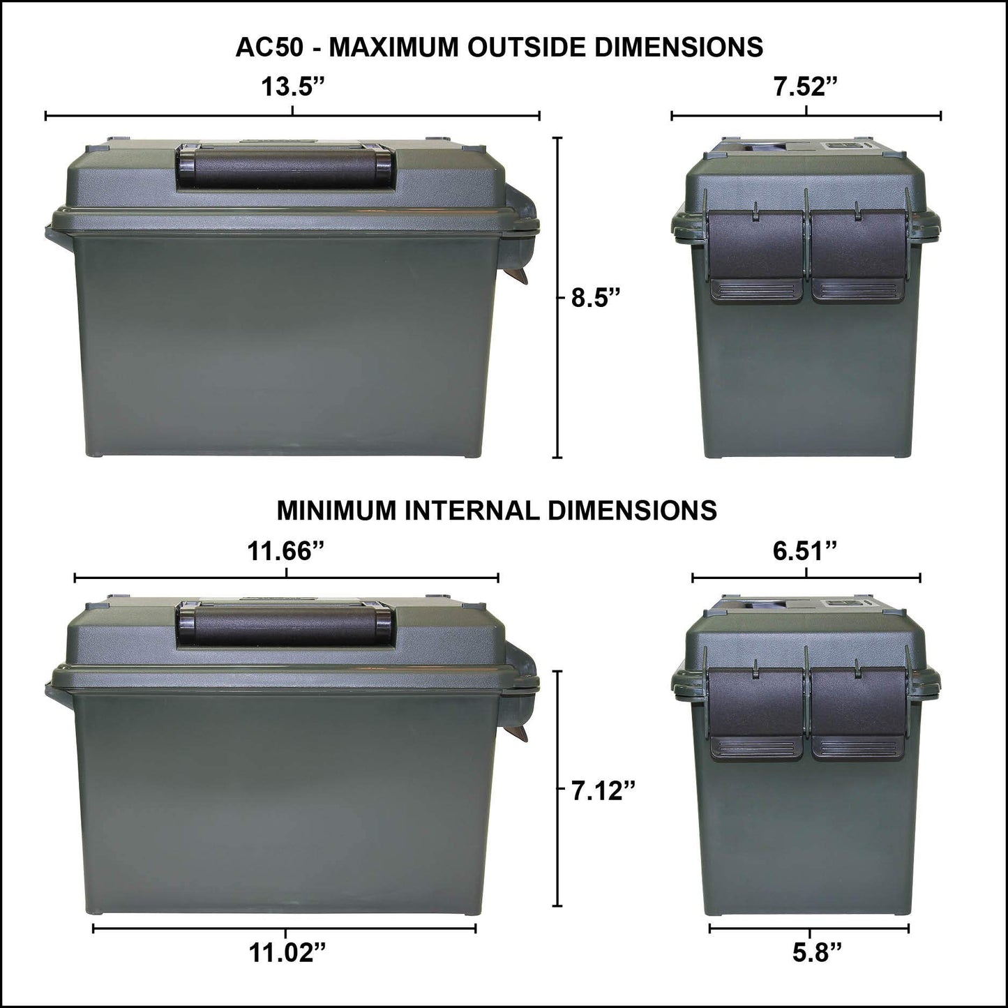 MTM AC4C 4- can Ammo Crate, Convenient size, Stackable, easy carry and transport of 30 caliber ammo, Rugged tactical carrying crate, USA Made, 23.6"L x 11.25"W x 7.5"H, Brown