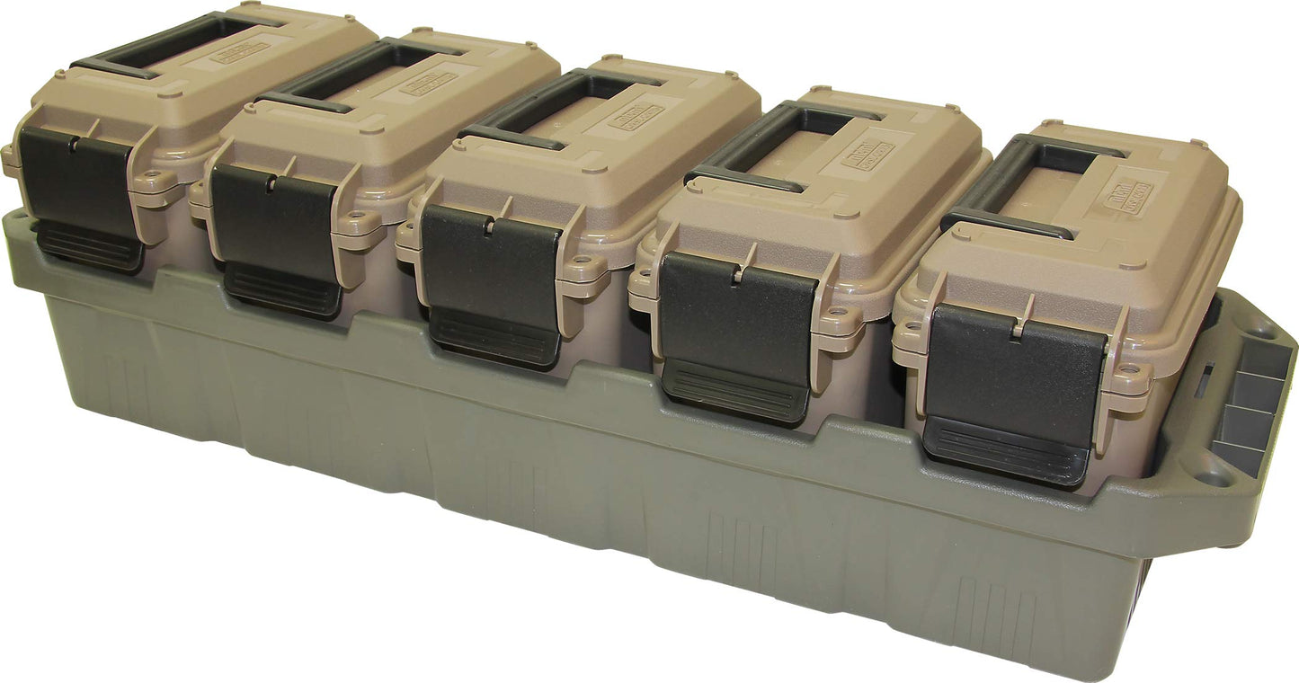 MTM AC4C 4- can Ammo Crate, Convenient size, Stackable, easy carry and transport of 30 caliber ammo, Rugged tactical carrying crate, USA Made, 23.6"L x 11.25"W x 7.5"H, Brown