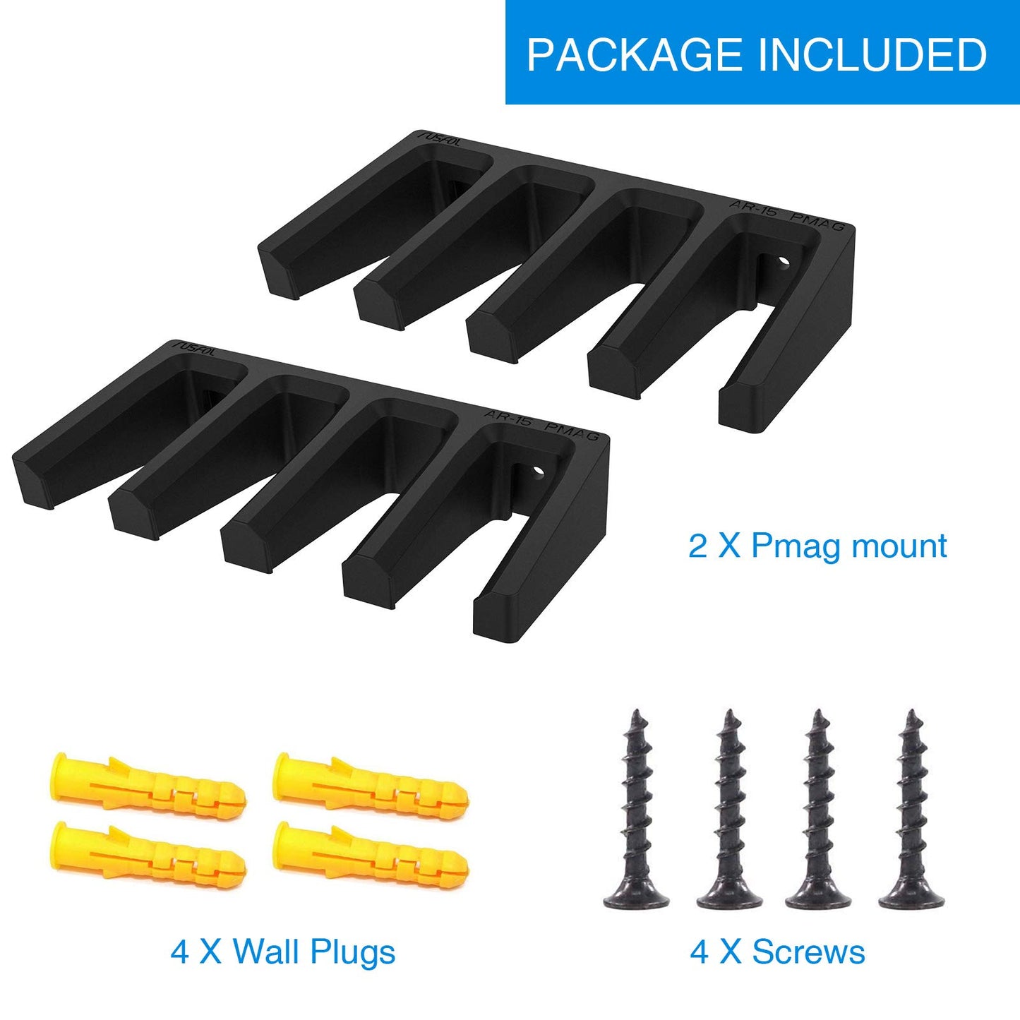 RUSFOL Solid ABS 6X Standard PMAG Wall Mount, Mag Holder, Home Magazine Storage Rack