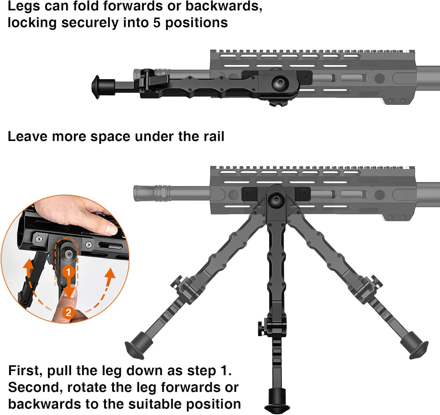 MidTen 7.5-9 Inches Rifle Bipod Adjustable Compatible with M-Rail Bipod for Rifle for Outdoor, Range, Hunting and Shooting Bipod for M-Rails