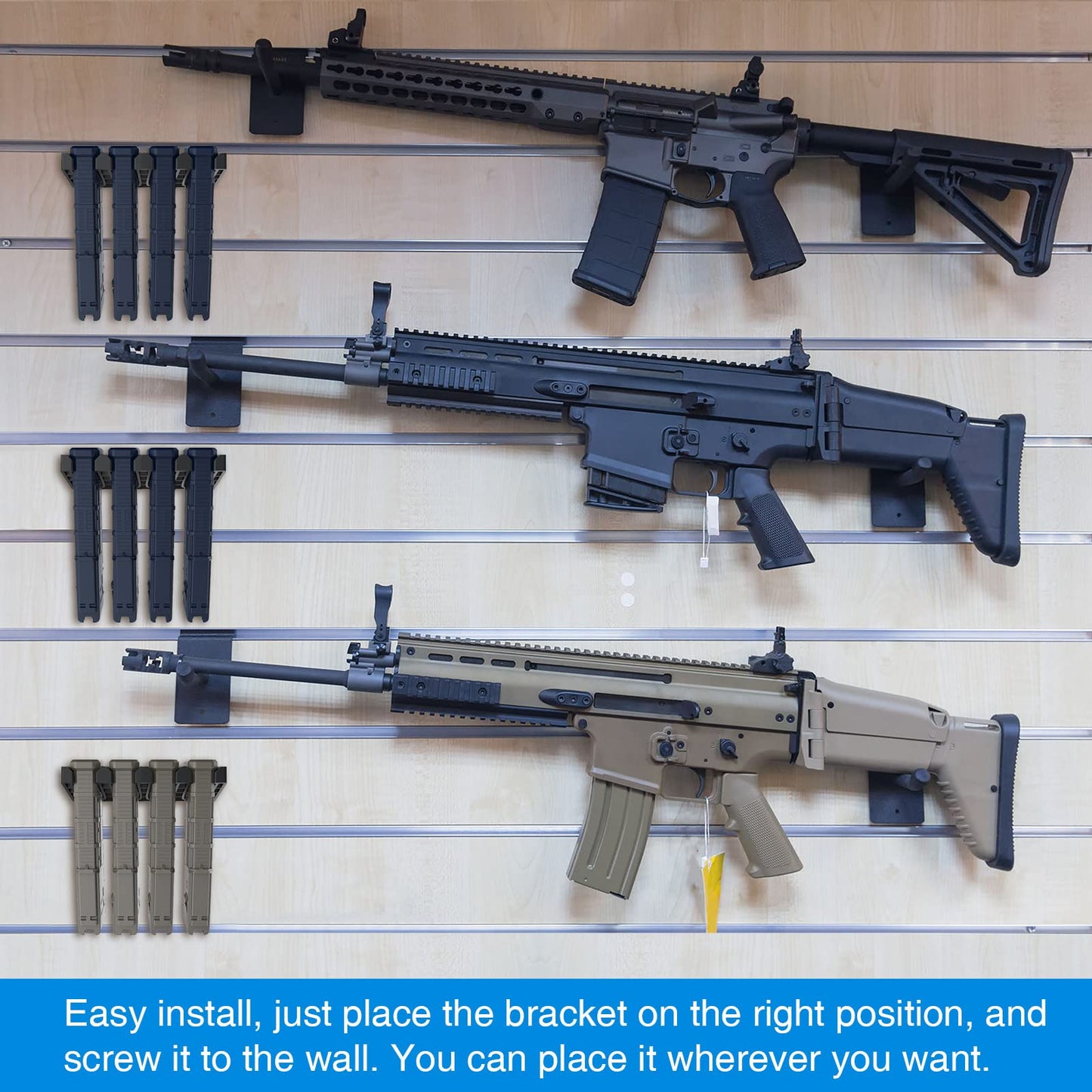 RUSFOL Solid ABS 6X Standard PMAG Wall Mount, Mag Holder, Home Magazine Storage Rack