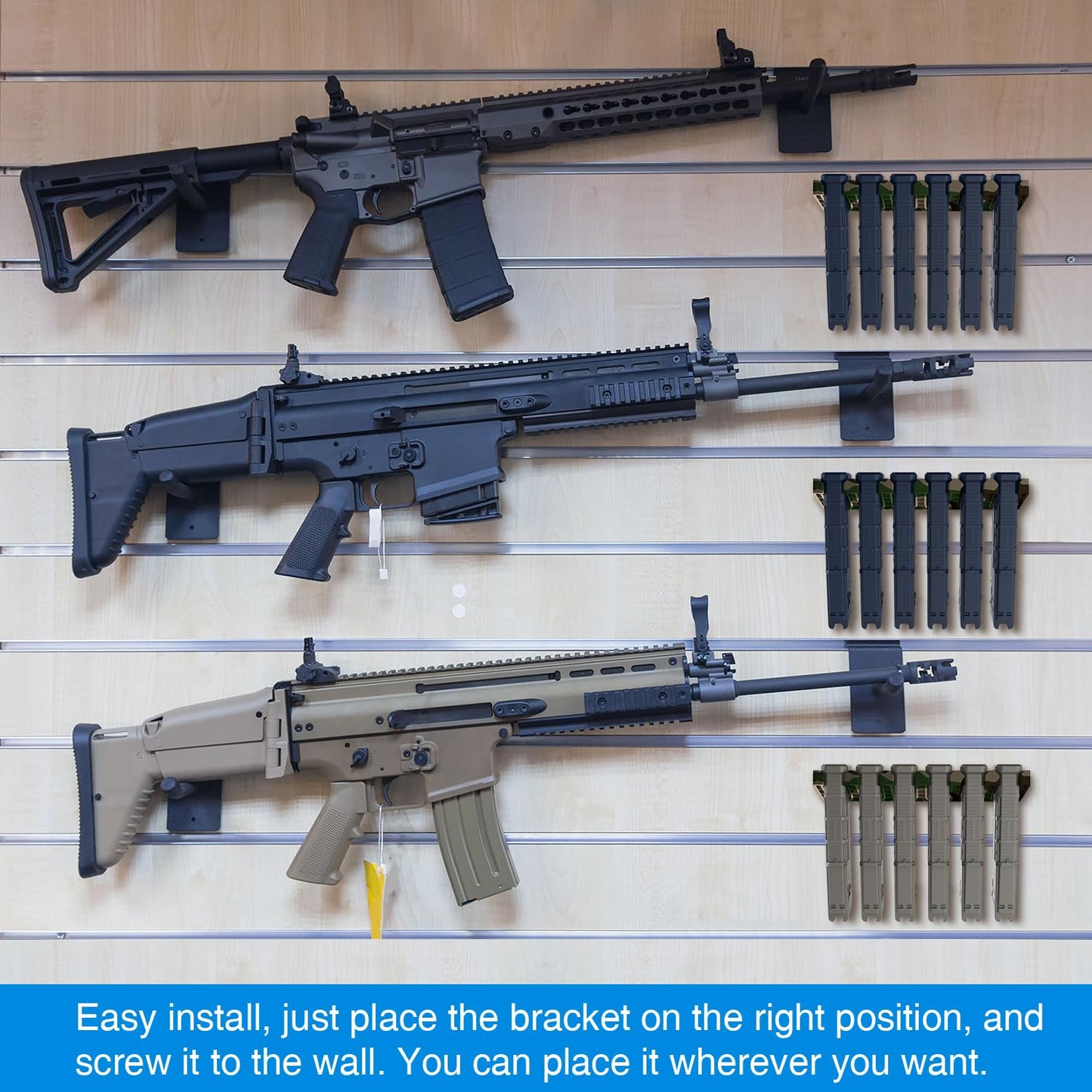 RUSFOL Solid ABS 6X Standard PMAG Wall Mount, Mag Holder, Home Magazine Storage Rack