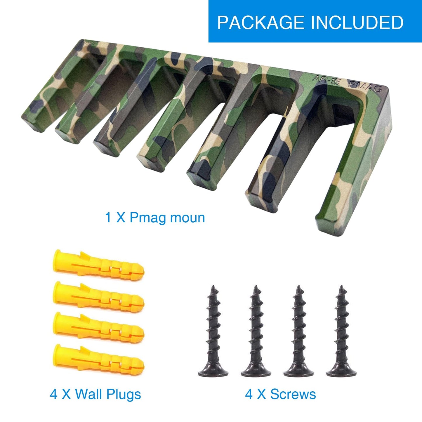 RUSFOL Solid ABS 6X Standard PMAG Wall Mount, Mag Holder, Home Magazine Storage Rack