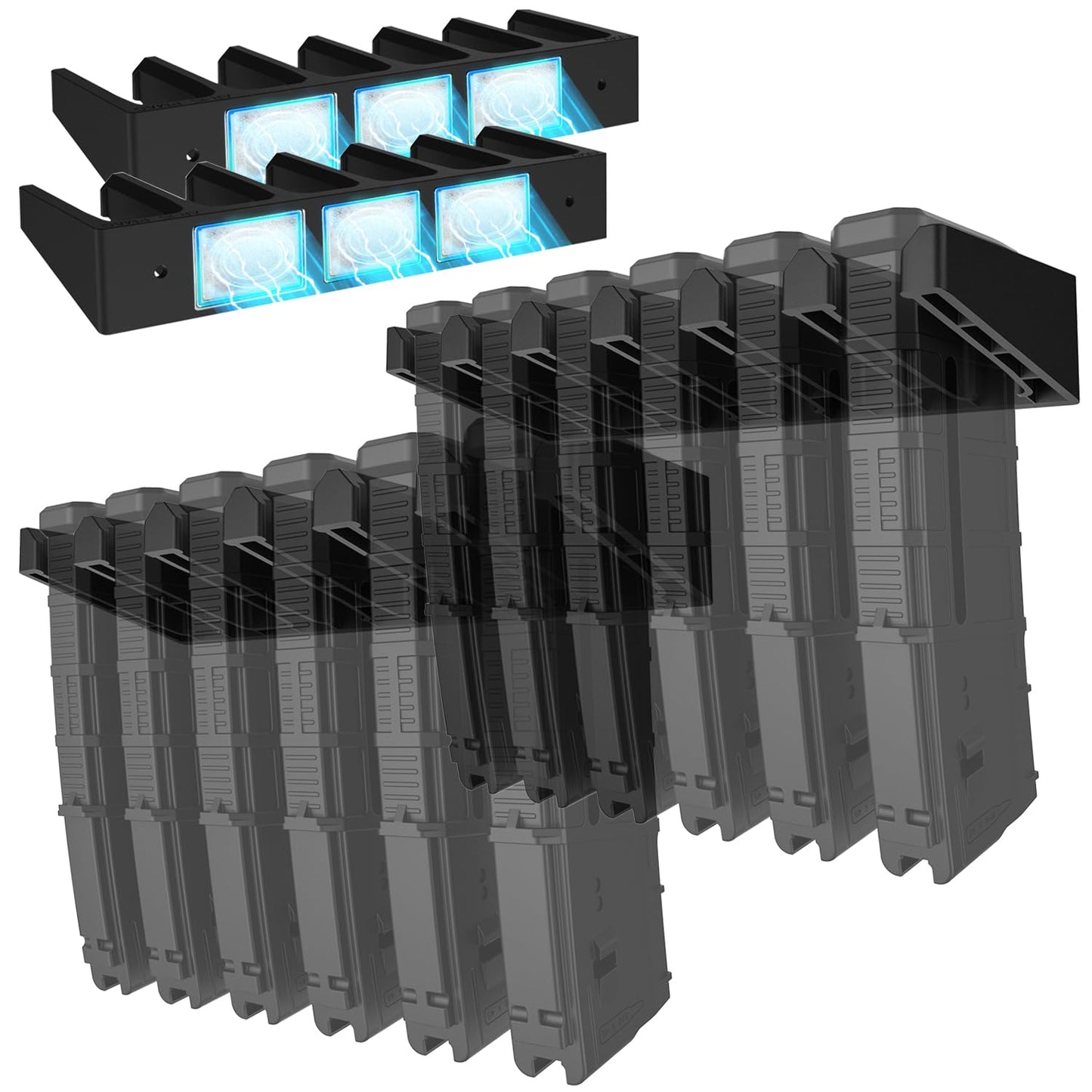 RUSFOL Solid ABS 6X Standard PMAG Wall Mount, Mag Holder, Home Magazine Storage Rack