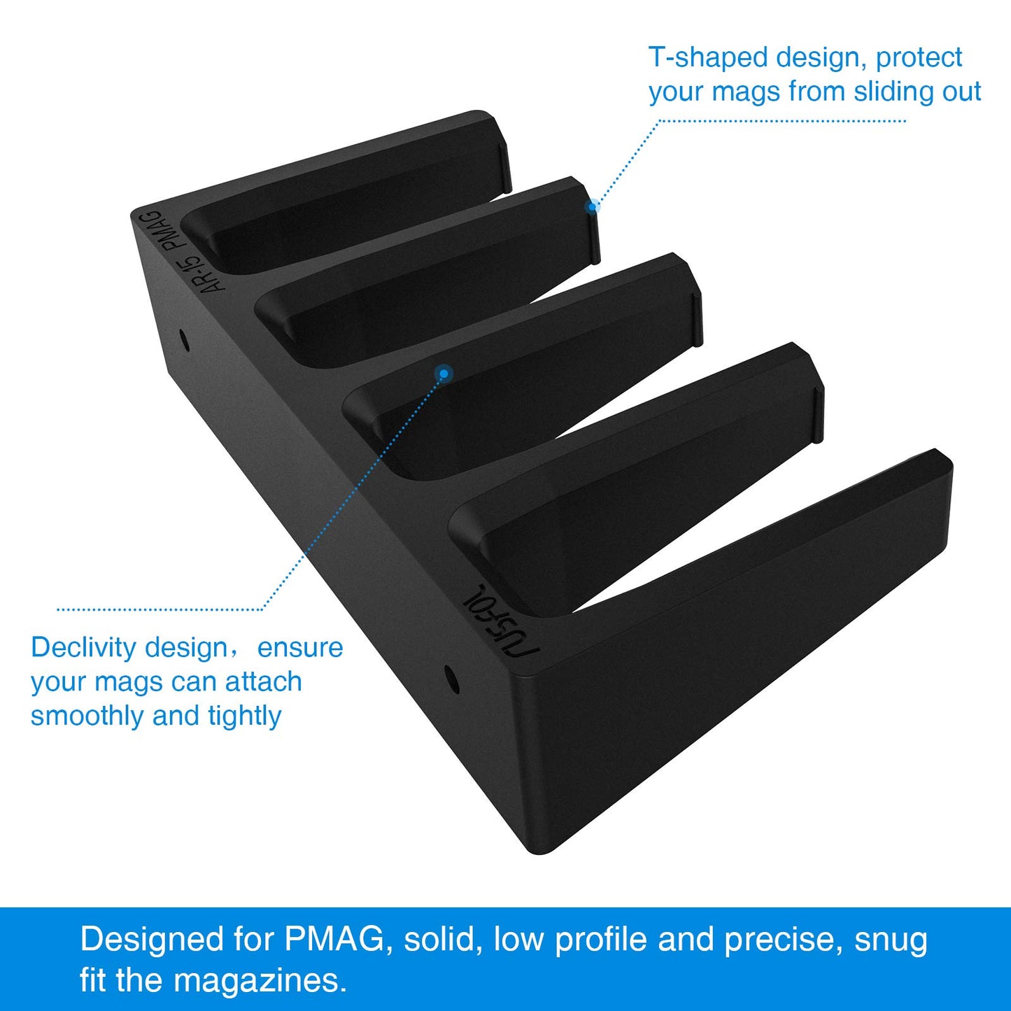 RUSFOL Solid ABS 6X Standard PMAG Wall Mount, Mag Holder, Home Magazine Storage Rack