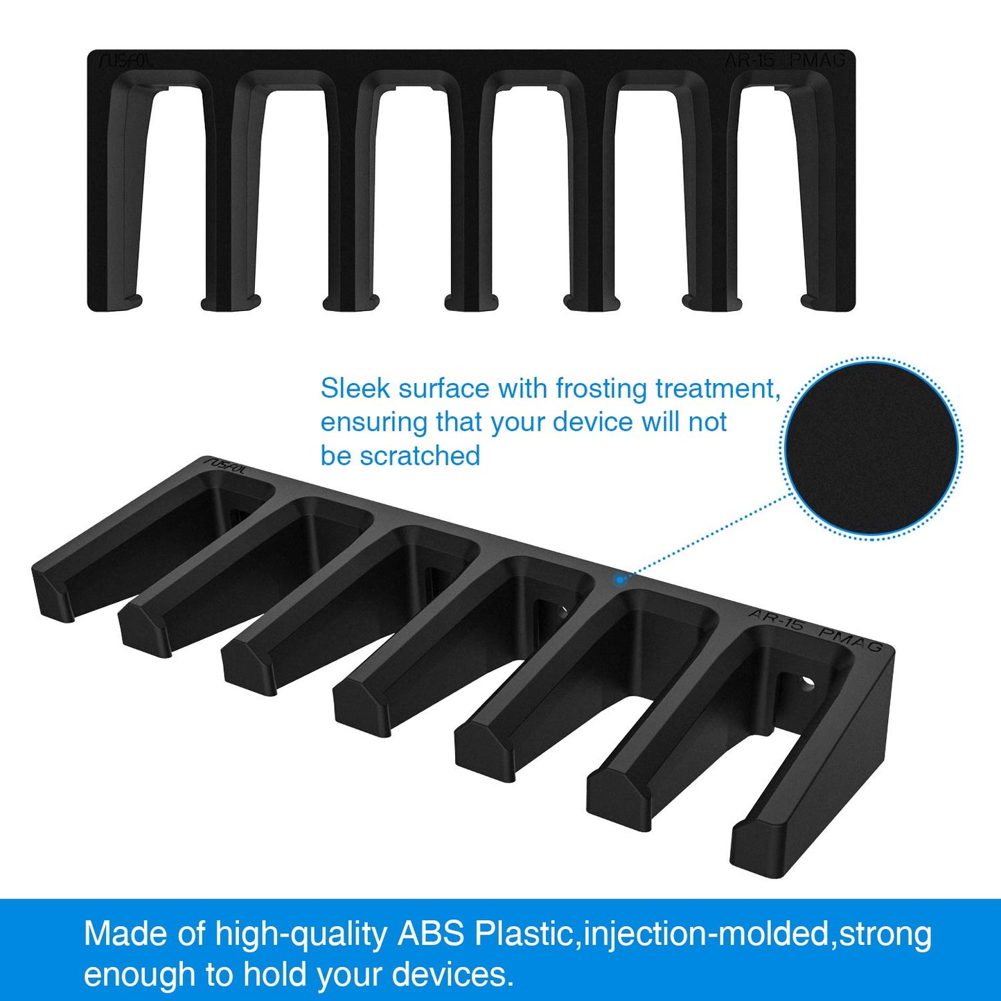 RUSFOL Solid ABS 6X Standard PMAG Wall Mount, Mag Holder, Home Magazine Storage Rack