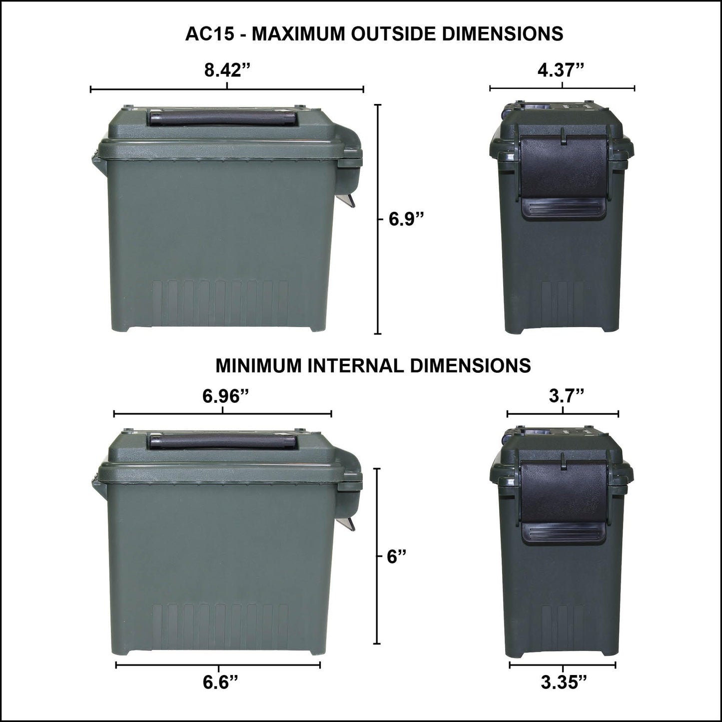 MTM AC4C 4- can Ammo Crate, Convenient size, Stackable, easy carry and transport of 30 caliber ammo, Rugged tactical carrying crate, USA Made, 23.6"L x 11.25"W x 7.5"H, Brown