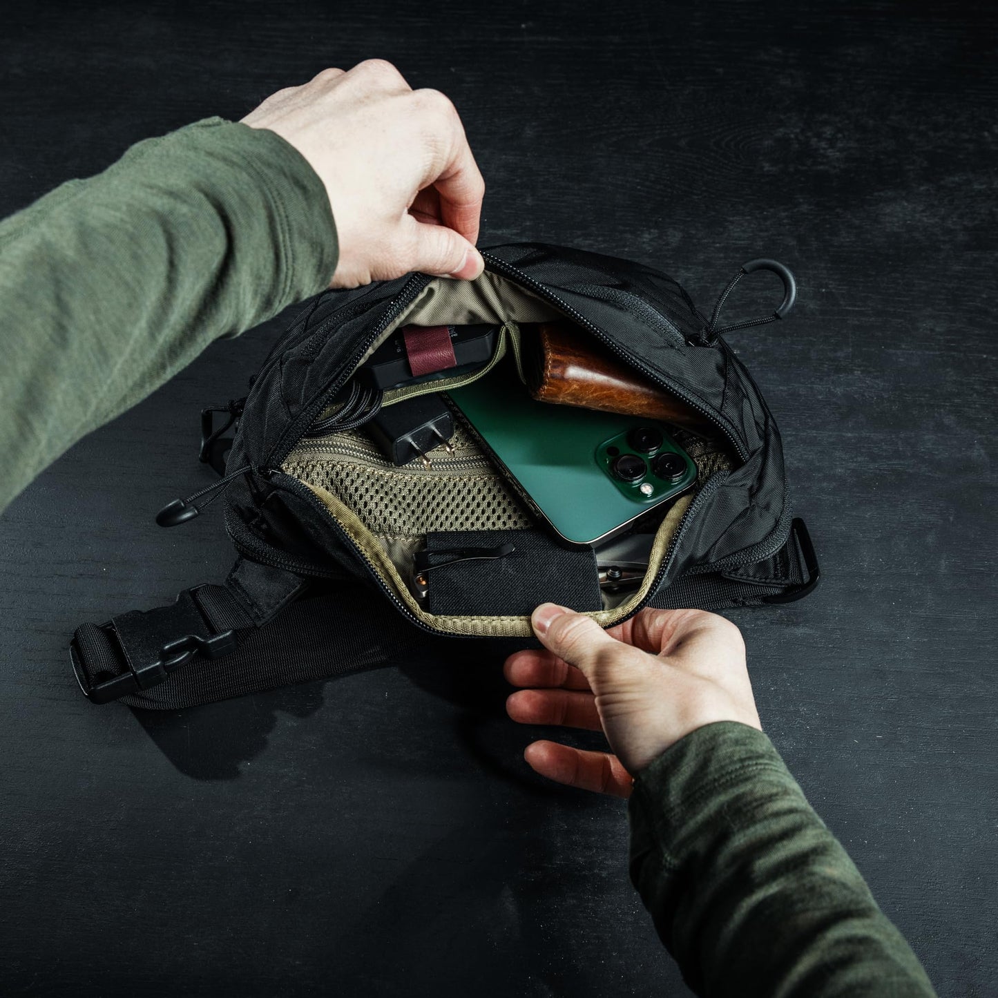 Eberlestock Bando Bag - Tactical Men's Fanny Pack w/Adjustable Waist Belt, Zippered Pockets, Compact Lightweight Belt Bag