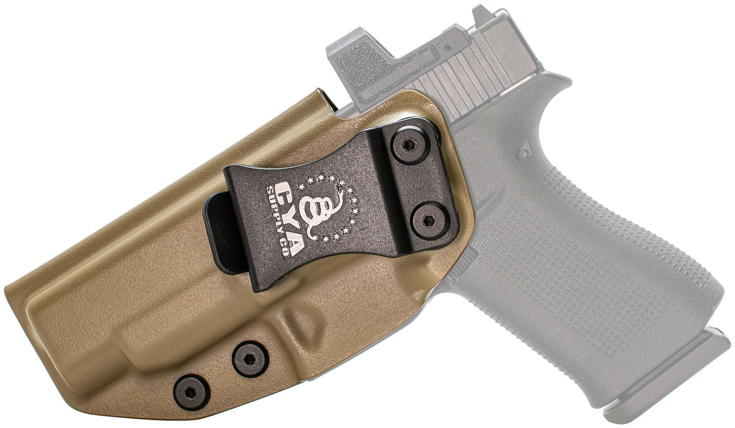 CYA Supply Co. Base Optics Ready (Flat Dark Earth) Inside Waistband Holster Concealed Carry IWB Veteran Owned Company Fits