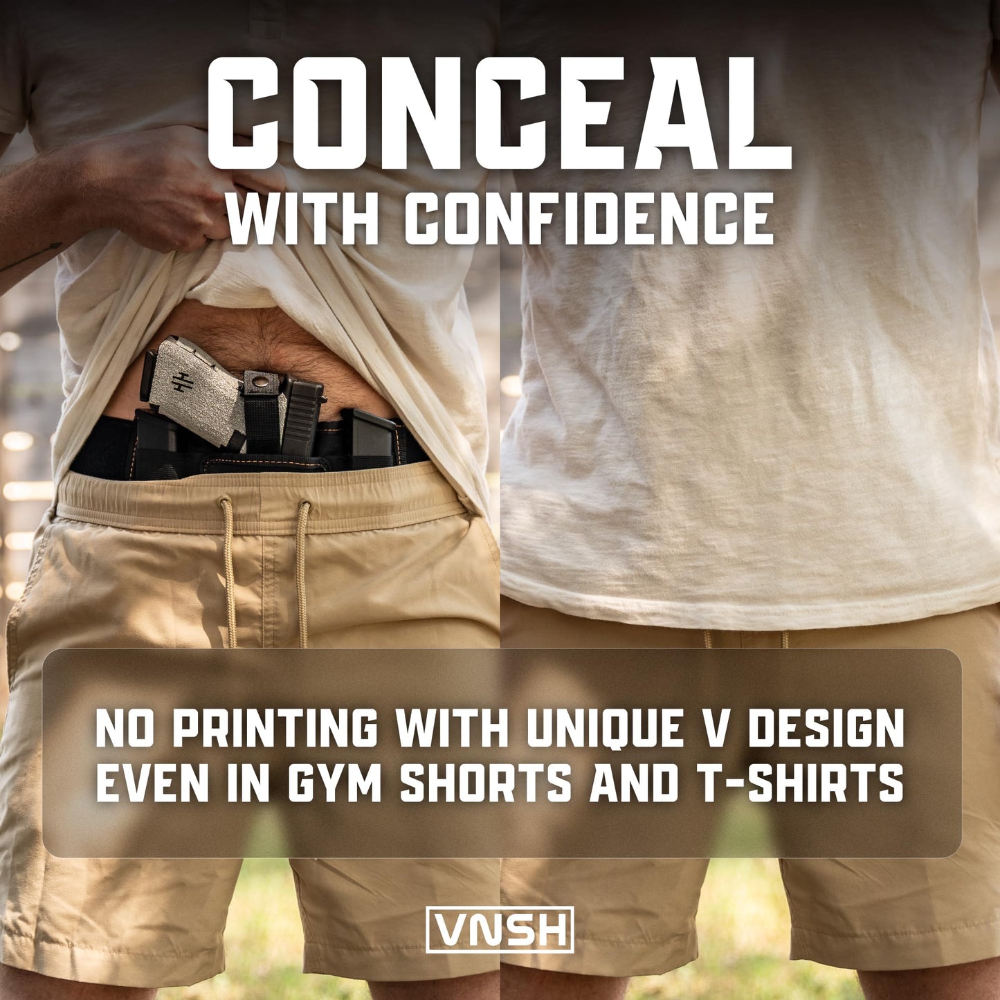 VNSH Belly Band Holster – Comfortable, Secure & Discreet | Concealed Carry Fit for 99% of Handguns with Built-in Mag Pouches
