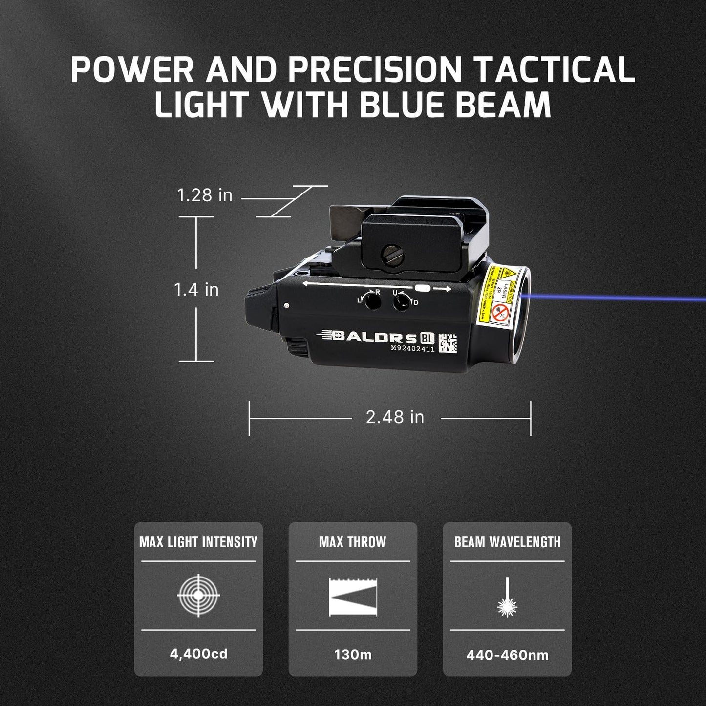 OLIGHT Baldr S 800 Lumens Compact Rail Mount Weaponlight with Green Beam and White LED Combo, Magnetic USB Rechargeable Tactical Flashlight with 1913 or GL Rail, Battery Included (Black)