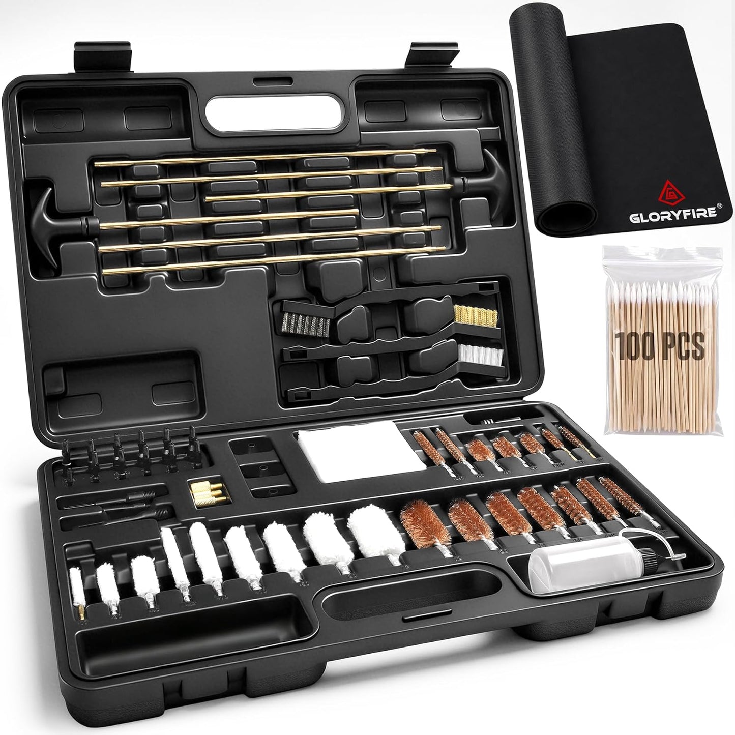 GLORYFIRE Gun Cleaning Kit Universal for Guns, Gun Brushes for Pistol, Handgun, Shotgun, Elite Brass Rods and Wire Rope, Hunting Gear Gun Accessories for Men