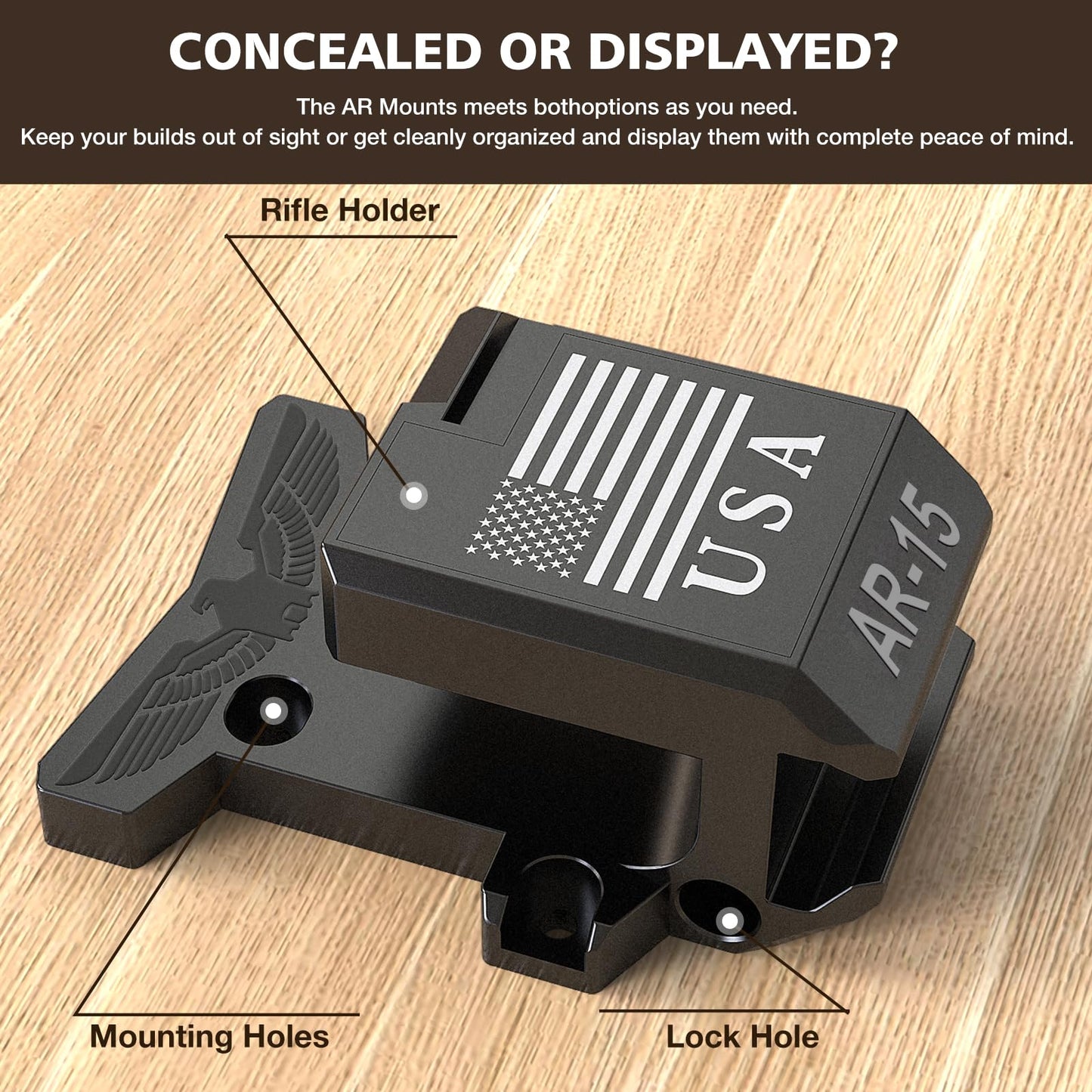 Upgraded 2 in 1 Gun Wall Mount for 223/5.56 Rifle and Magzine, AR15 Rifle Wall Rack Can Be Mounted Horizontally Or Vertically Gun Holder Withstand 350Lbs of Tension