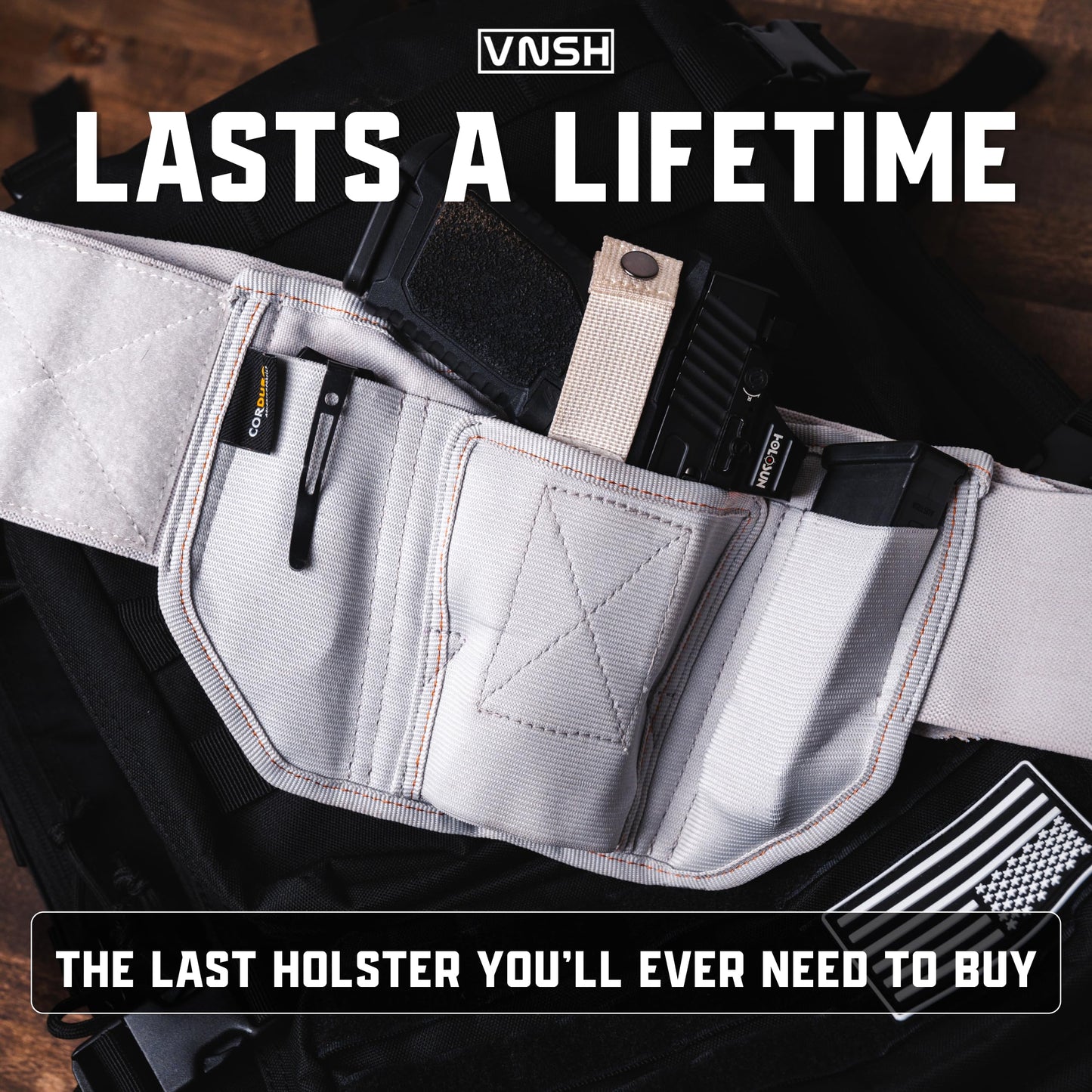 VNSH Belly Band Holster – Comfortable, Secure & Discreet | Concealed Carry Fit for 99% of Handguns with Built-in Mag Pouches